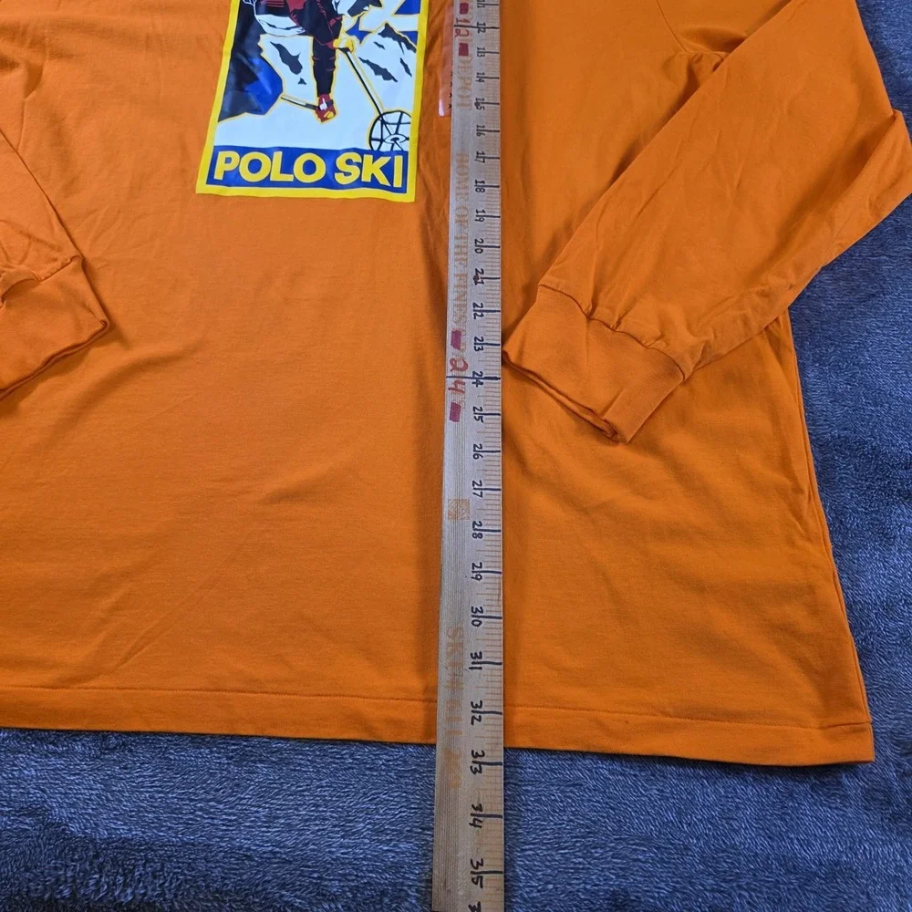 Polo Ralph Lauren Polo Ski Jersey T Shirt Mens XXL Orange Long Sleeve
